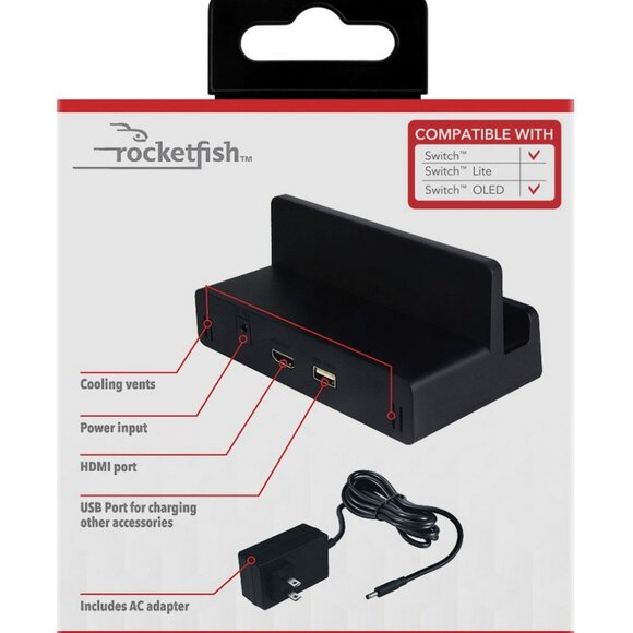 Rocketfish™ - TV Dock Kit For Nintendo Switch & Switch OLED - Black NIB - Picture 1 of 4